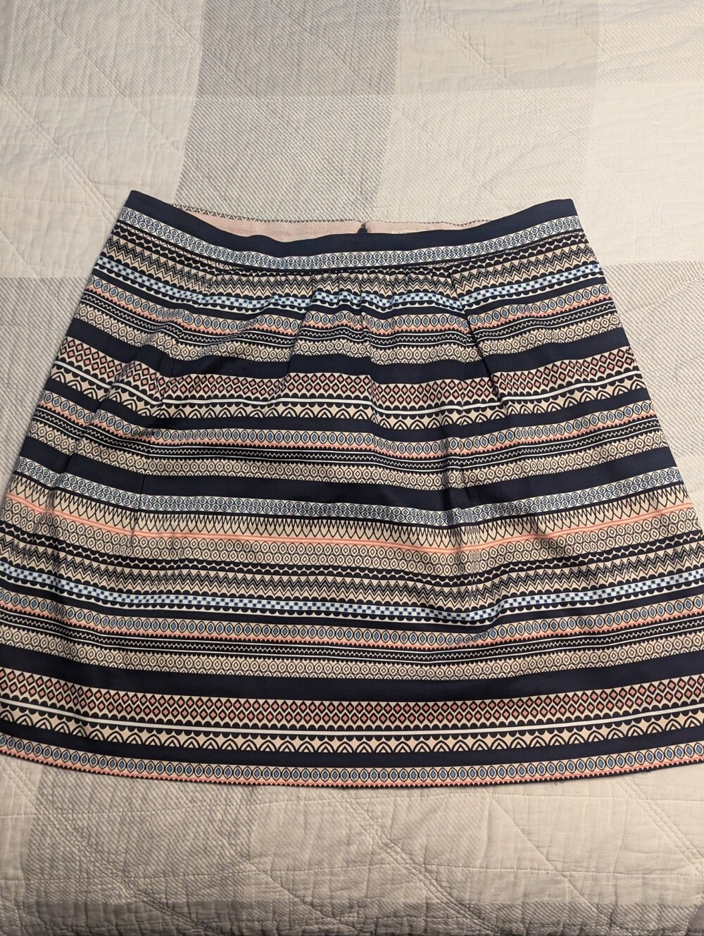 J. Crew Navy, Cream & Light Pink Striped A-Line Skirt